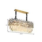 Suspension ovale moderne en cristal pour îlot de cuisine