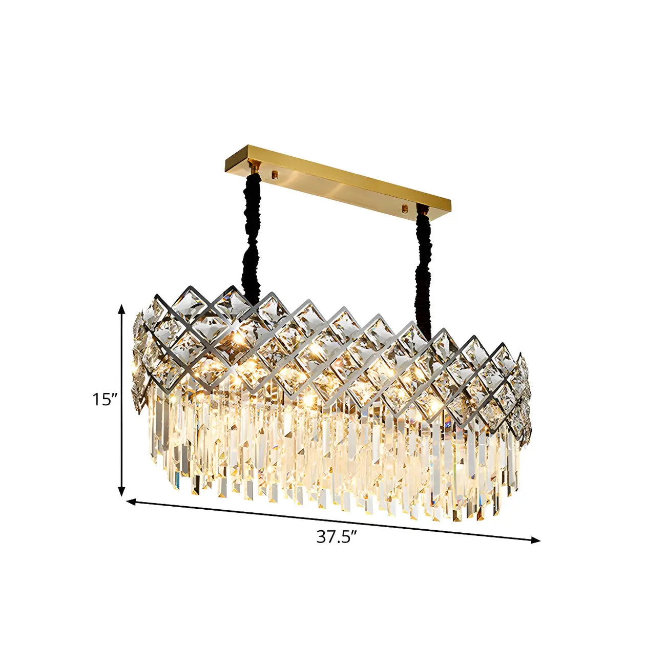 Suspension ovale moderne en cristal pour îlot de cuisine