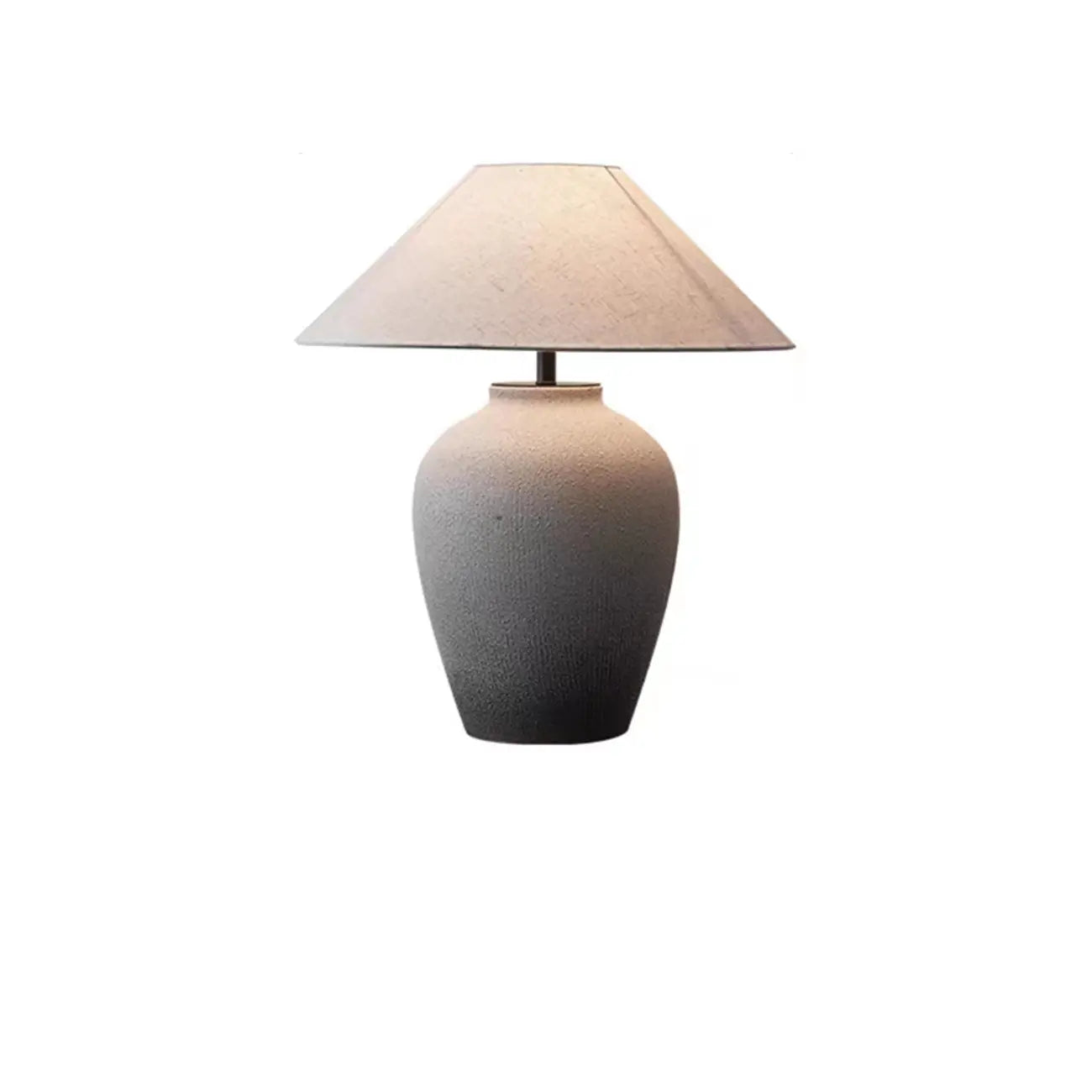 Lampe de bureau moderne géométrique en céramique avec LED et abat-jour en tissu