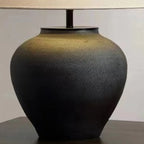 Lampe de bureau moderne géométrique en céramique avec LED et abat-jour en tissu