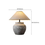Lampe de bureau moderne géométrique en céramique avec LED et abat-jour en tissu