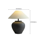 Lampe de bureau moderne géométrique en céramique avec LED et abat-jour en tissu