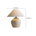 Lampe de bureau moderne géométrique en céramique avec LED et abat-jour en tissu
