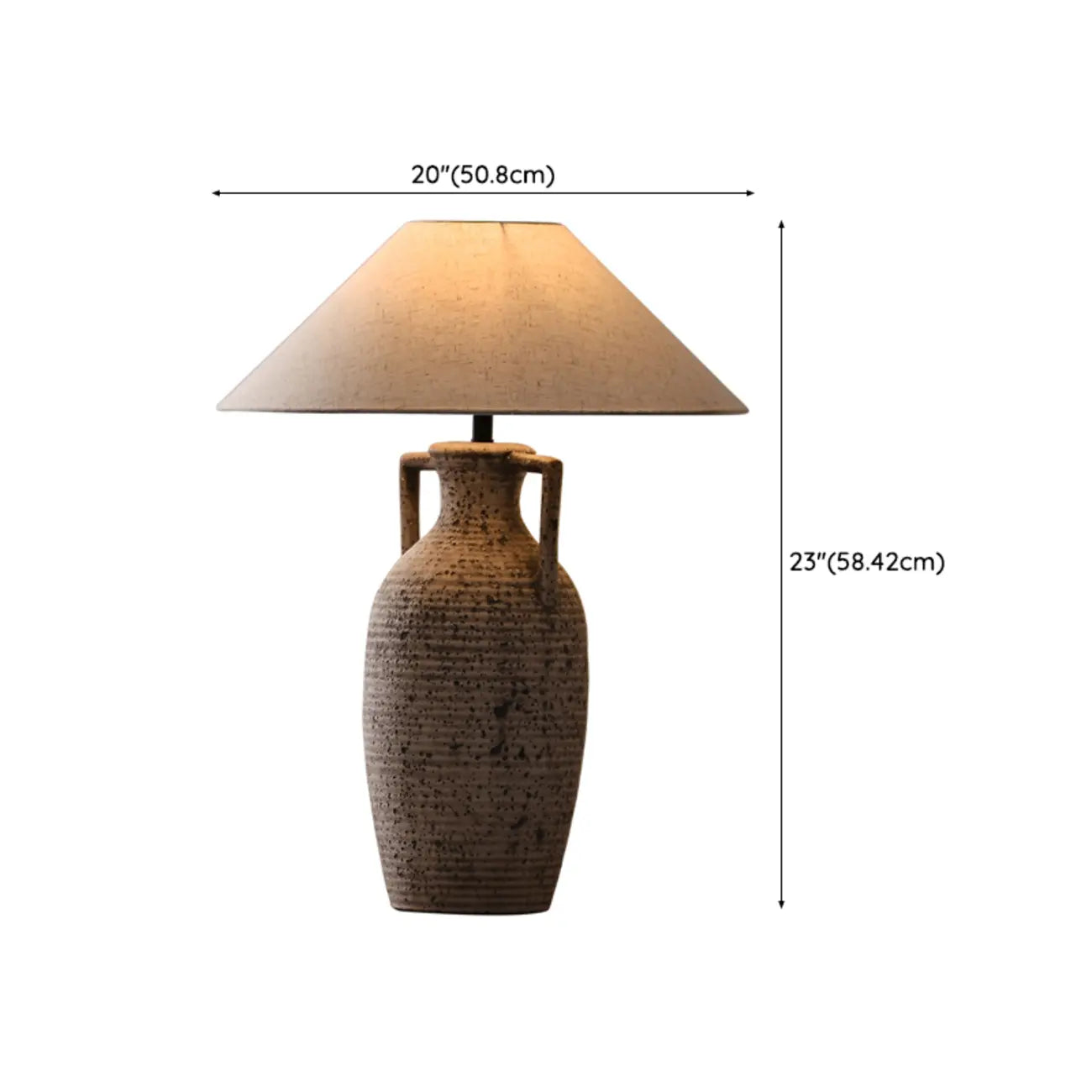 Lampe de bureau moderne géométrique en céramique avec LED et abat-jour en tissu