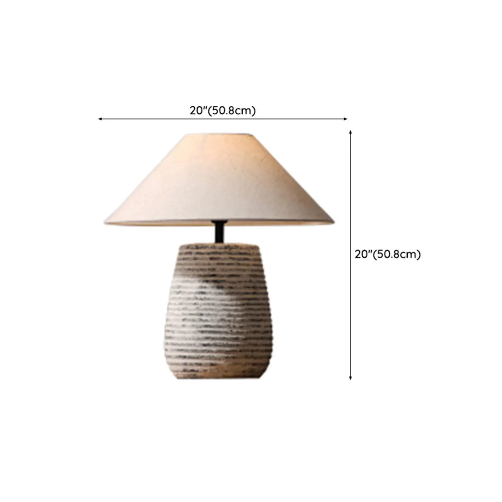 Lampe de bureau moderne géométrique en céramique avec LED et abat-jour en tissu