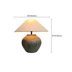 Lampe de bureau moderne géométrique en céramique avec LED et abat-jour en tissu