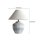 Lampe de bureau moderne géométrique en céramique avec LED et abat-jour en tissu