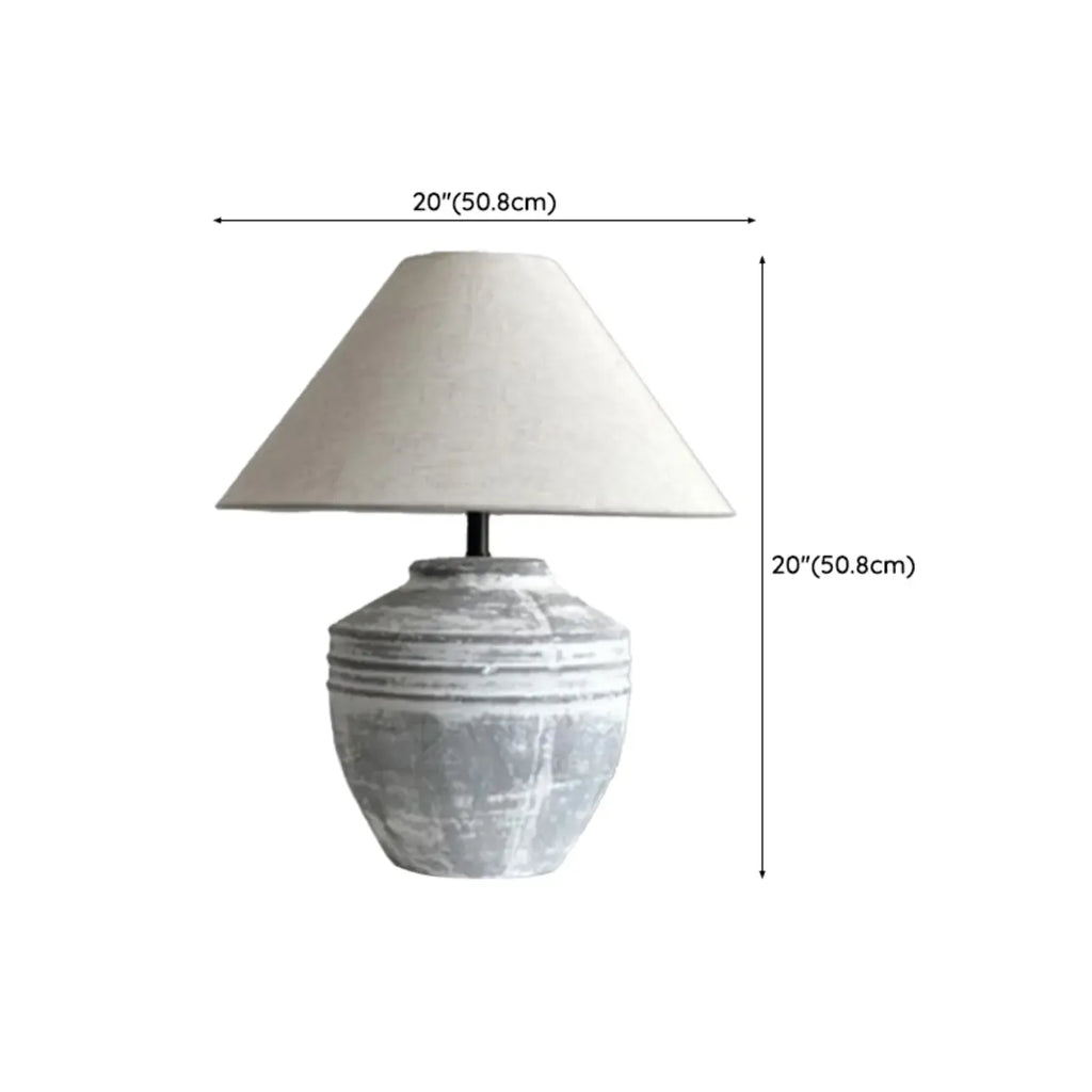 Lampe de bureau moderne géométrique en céramique avec LED et abat-jour en tissu