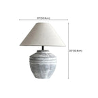 Lampe de bureau moderne géométrique en céramique avec LED et abat-jour en tissu