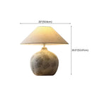 Lampe de bureau moderne géométrique en céramique avec LED et abat-jour en tissu