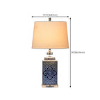 Lampe de table traditionnelle en céramique bleue avec abat-jour en tissu