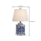 Lampe de table traditionnelle en céramique bleue avec abat-jour en tissu