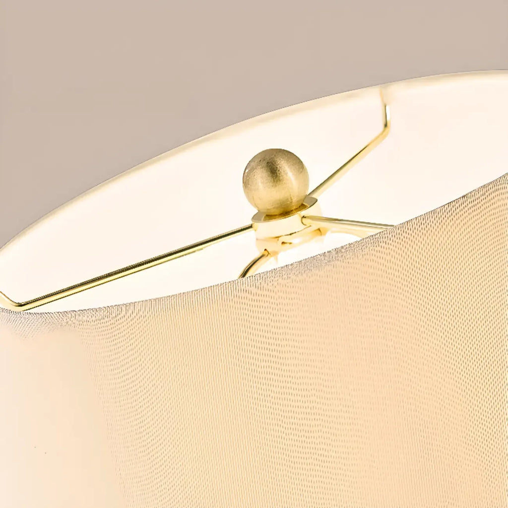 Lampe de table élégante en céramique avec abat-jour en tissu géométrique