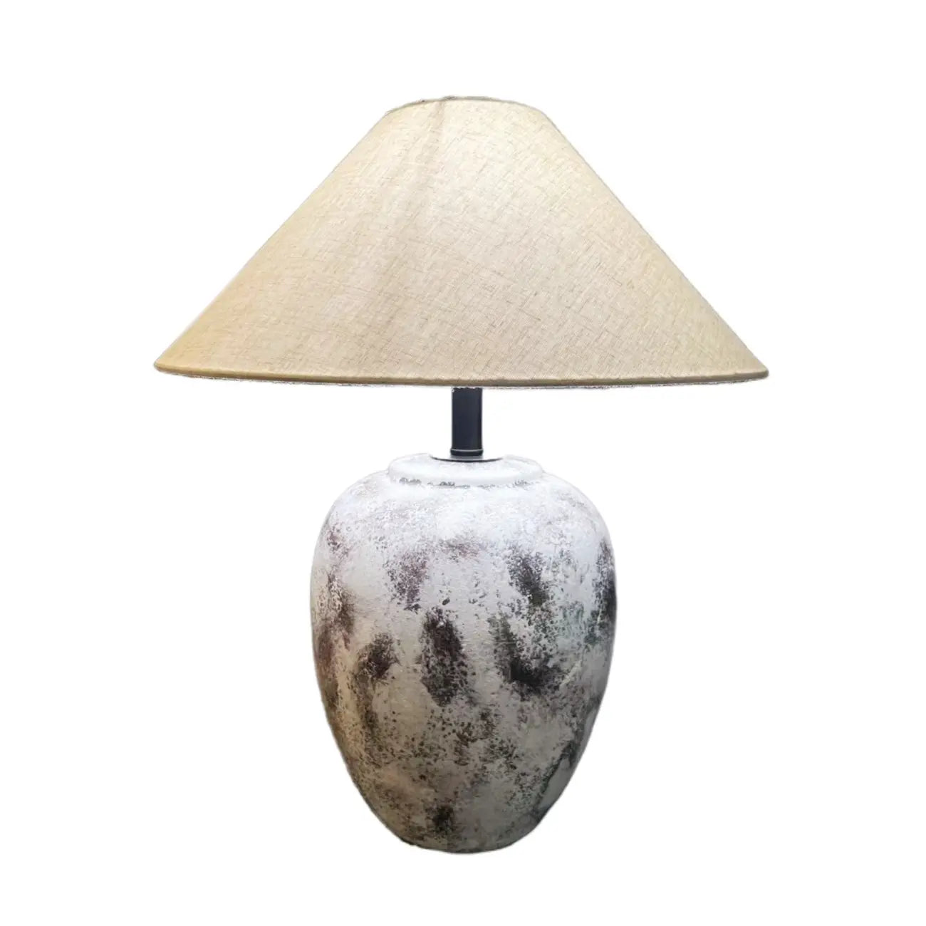Lampe de table en céramique avec abat-jour conique en tissu, compatible LED