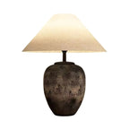 Lampe de table en céramique avec abat-jour conique en tissu, compatible LED