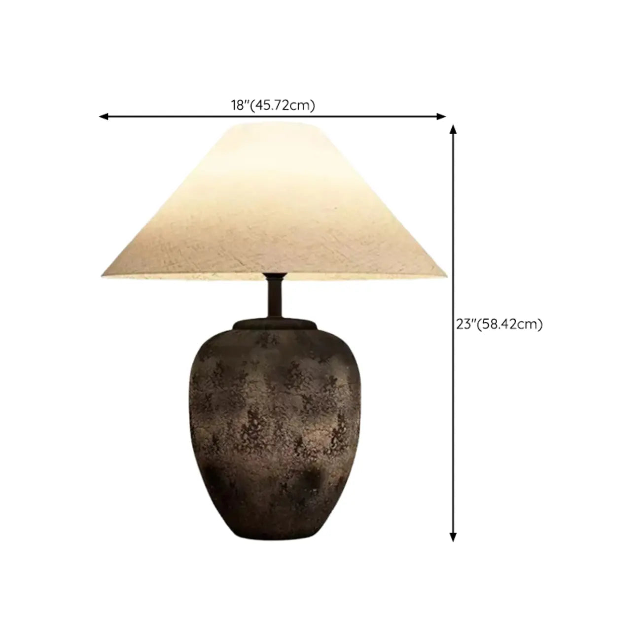 Lampe de table en céramique avec abat-jour conique en tissu, compatible LED
