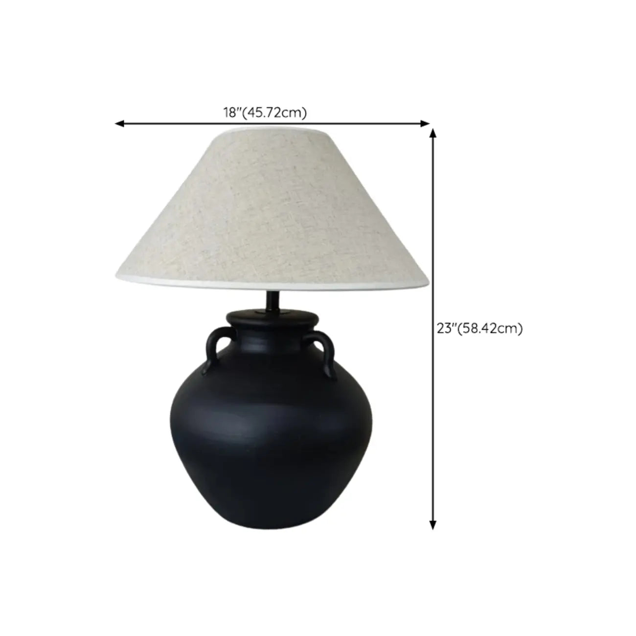 Lampe de table en céramique avec abat-jour conique en tissu, compatible LED