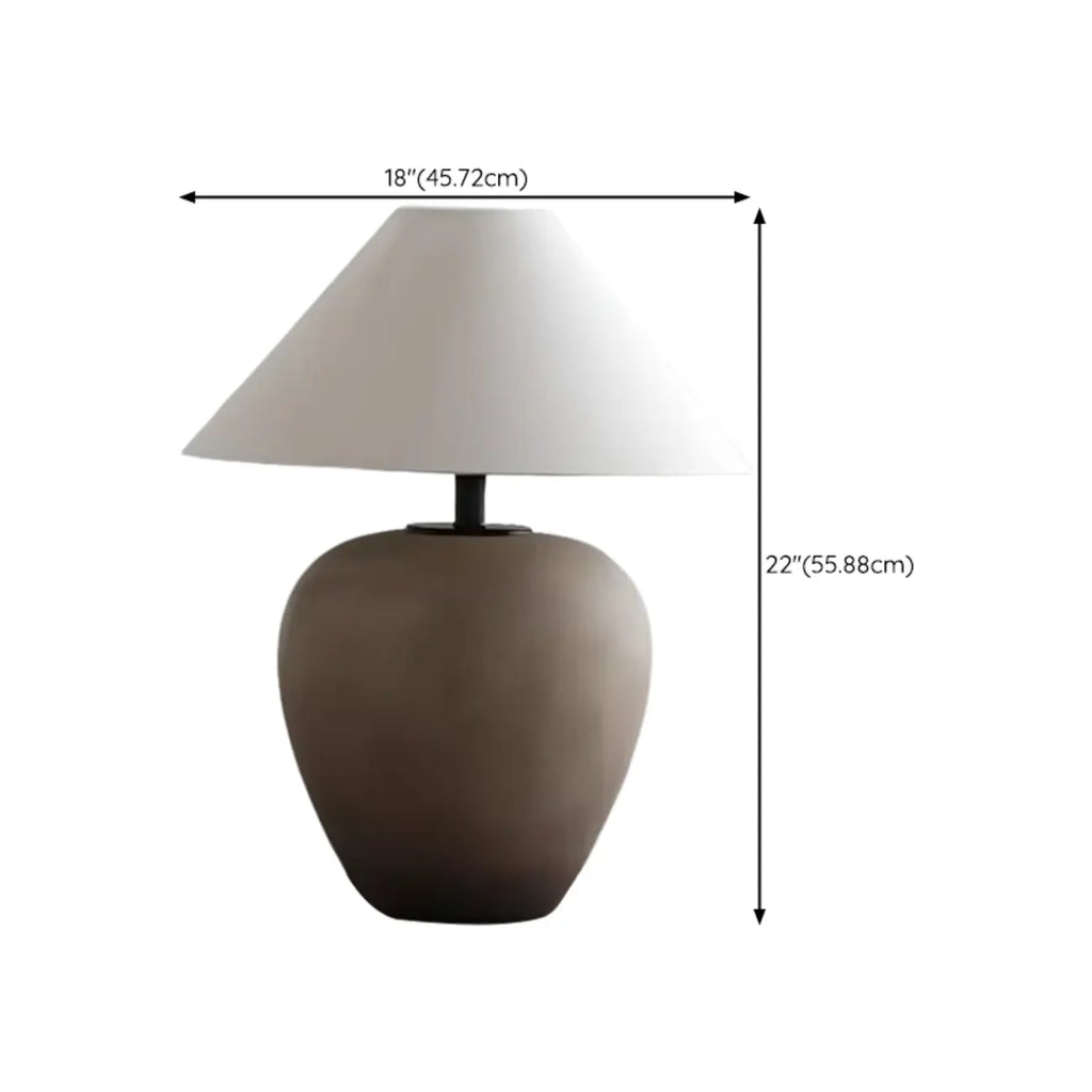 Lampe de table en céramique avec abat-jour conique en tissu, compatible LED