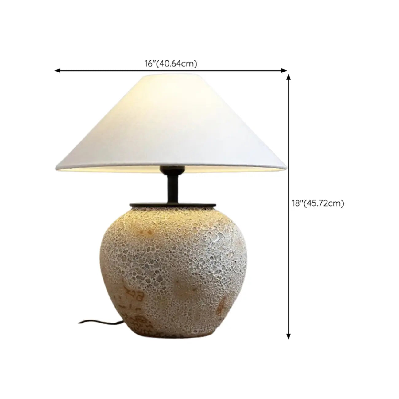 Lampe de table en céramique avec abat-jour conique en tissu, compatible LED