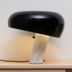 Lampe de table LED moderne géométrique en pierre et fer, noire