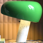 Lampe de table LED moderne géométrique en pierre et fer, noire