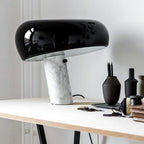 Lampe de table LED moderne géométrique en pierre et fer, noire
