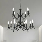 Lustre candélabre industriel en métal noir