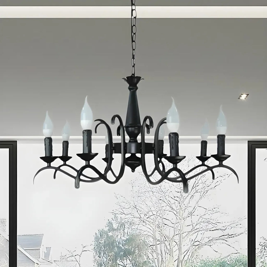 Lustre candélabre industriel en métal noir