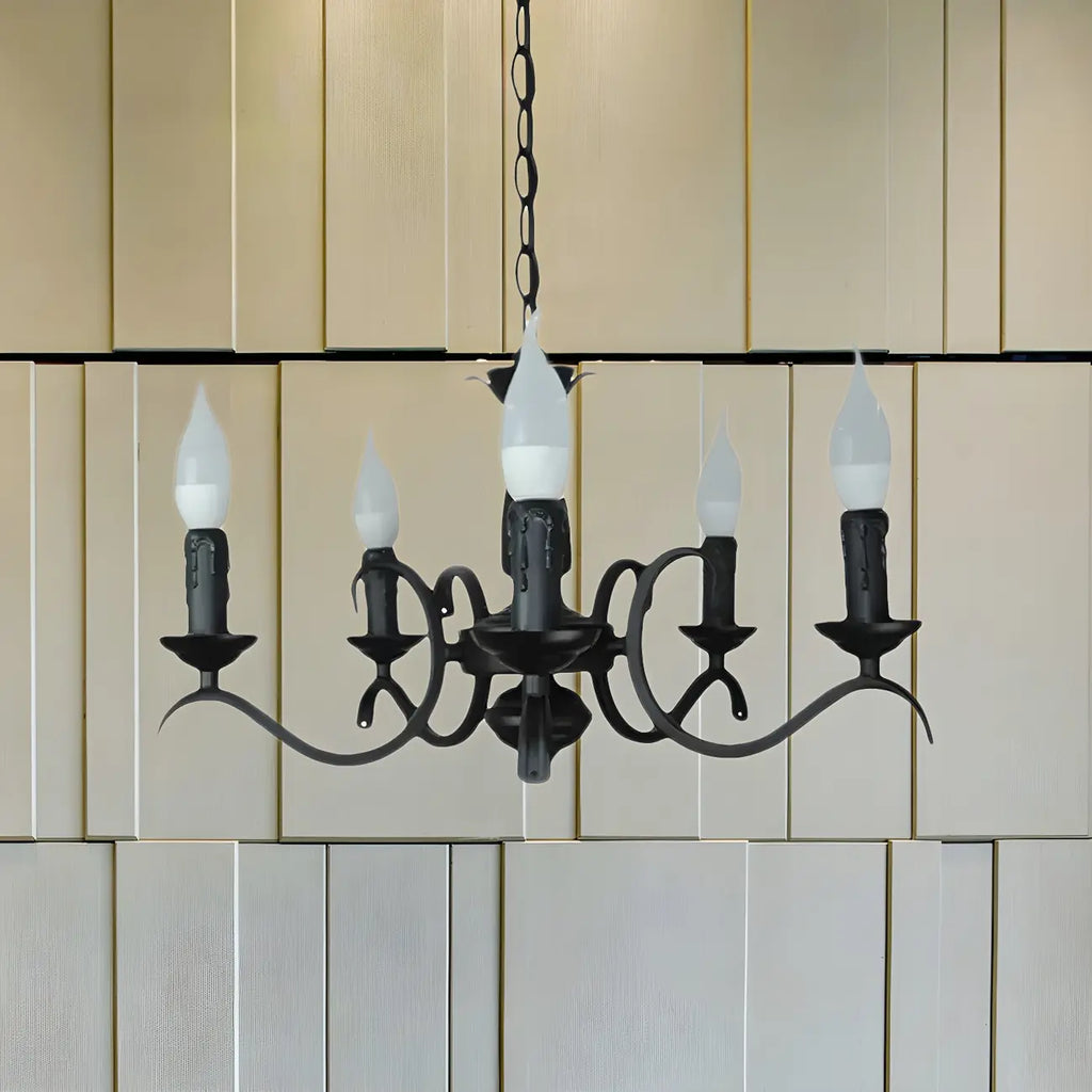 Lustre candélabre industriel en métal noir