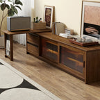 Meuble TV extensible en bois brun avec 2 placards