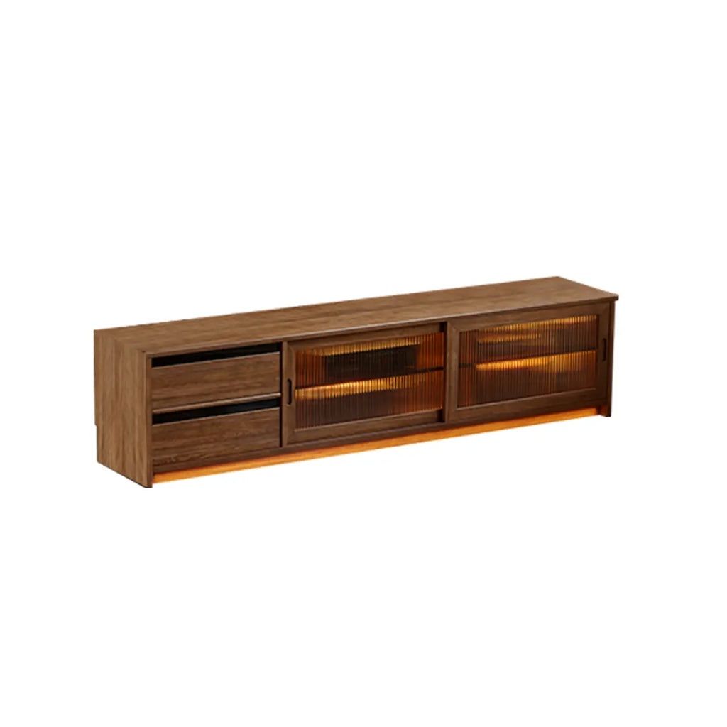 Meuble TV extensible en bois brun avec 2 placards