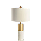 Lampe de table cylindrique moderne en pierre avec abat-jour en tissu