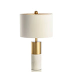 Lampe de table cylindrique moderne en pierre avec abat-jour en tissu