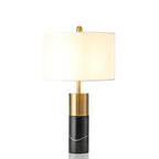 Lampe de table cylindrique moderne en pierre avec abat-jour en tissu