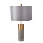 Lampe de table cylindrique moderne en pierre avec abat-jour en tissu