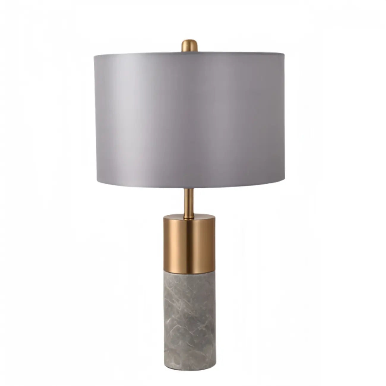 Lampe de table cylindrique moderne en pierre avec abat-jour en tissu