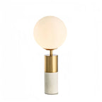 Lampe de table cylindrique moderne en pierre avec abat-jour en tissu