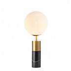 Lampe de table cylindrique moderne en pierre avec abat-jour en tissu