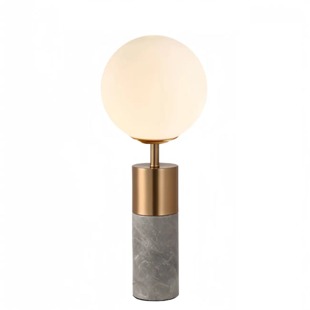 Lampe de table cylindrique moderne en pierre avec abat-jour en tissu
