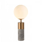 Lampe de table cylindrique moderne en pierre avec abat-jour en tissu