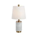 Lampe de table cylindrique moderne en pierre avec abat-jour en tissu