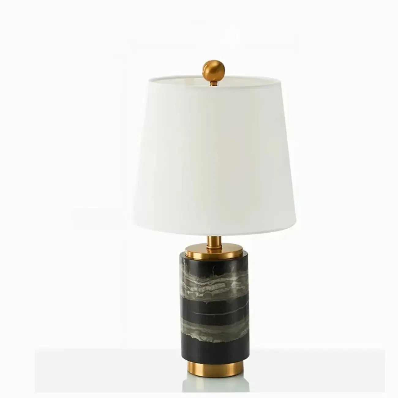 Lampe de table cylindrique moderne en pierre avec abat-jour en tissu
