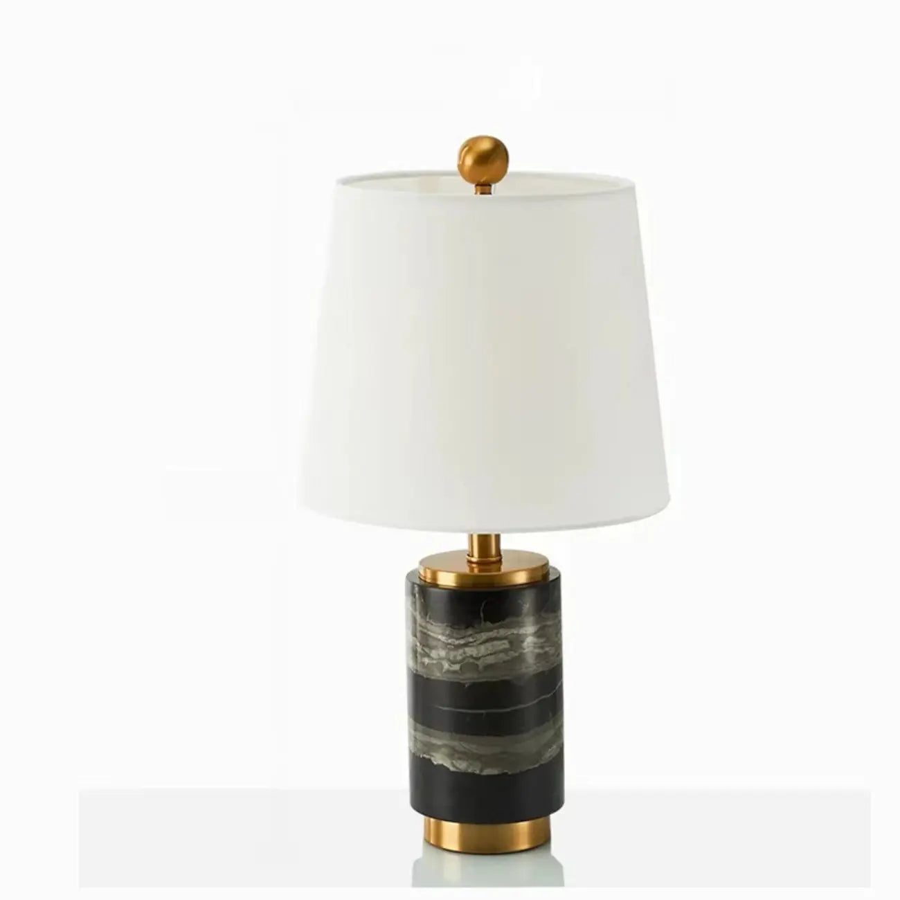 Lampe de table cylindrique moderne en pierre avec abat-jour en tissu