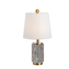 Lampe de table cylindrique moderne en pierre avec abat-jour en tissu
