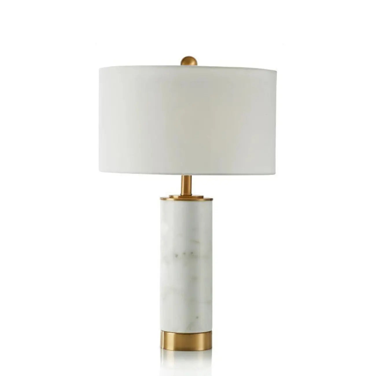 Lampe de table cylindrique moderne en pierre avec abat-jour en tissu