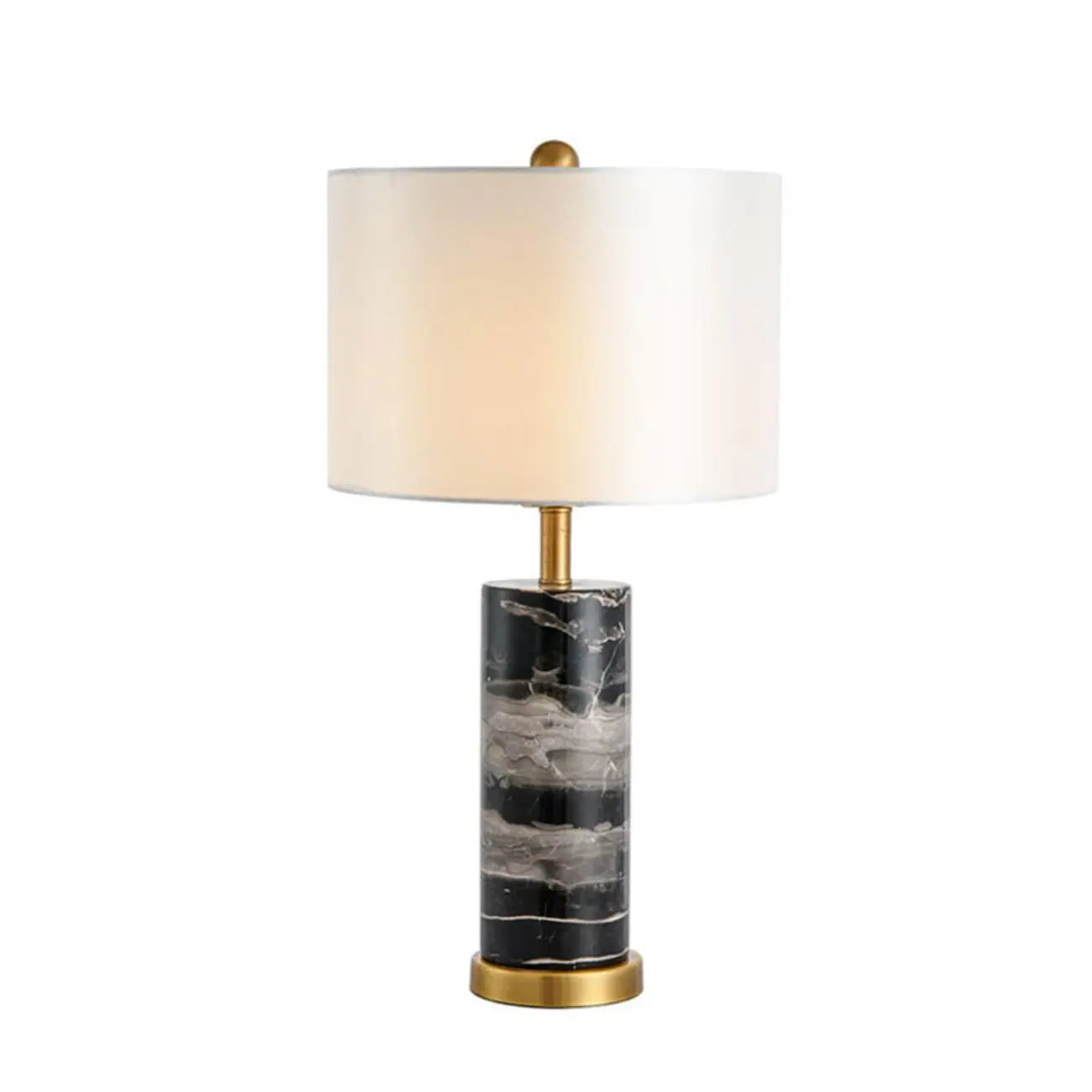 Lampe de table cylindrique moderne en pierre avec abat-jour en tissu