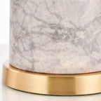 Lampe de table cylindrique moderne en pierre avec abat-jour en tissu