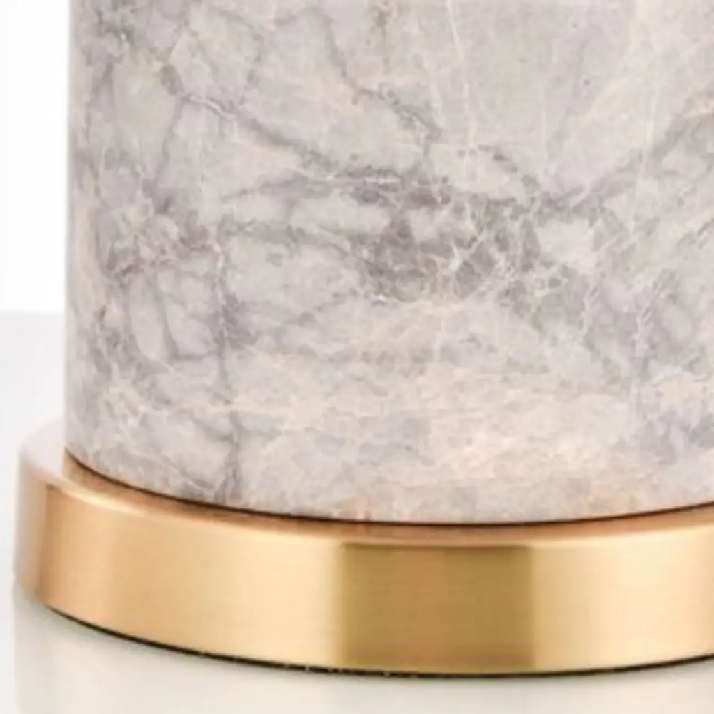 Lampe de table cylindrique moderne en pierre avec abat-jour en tissu