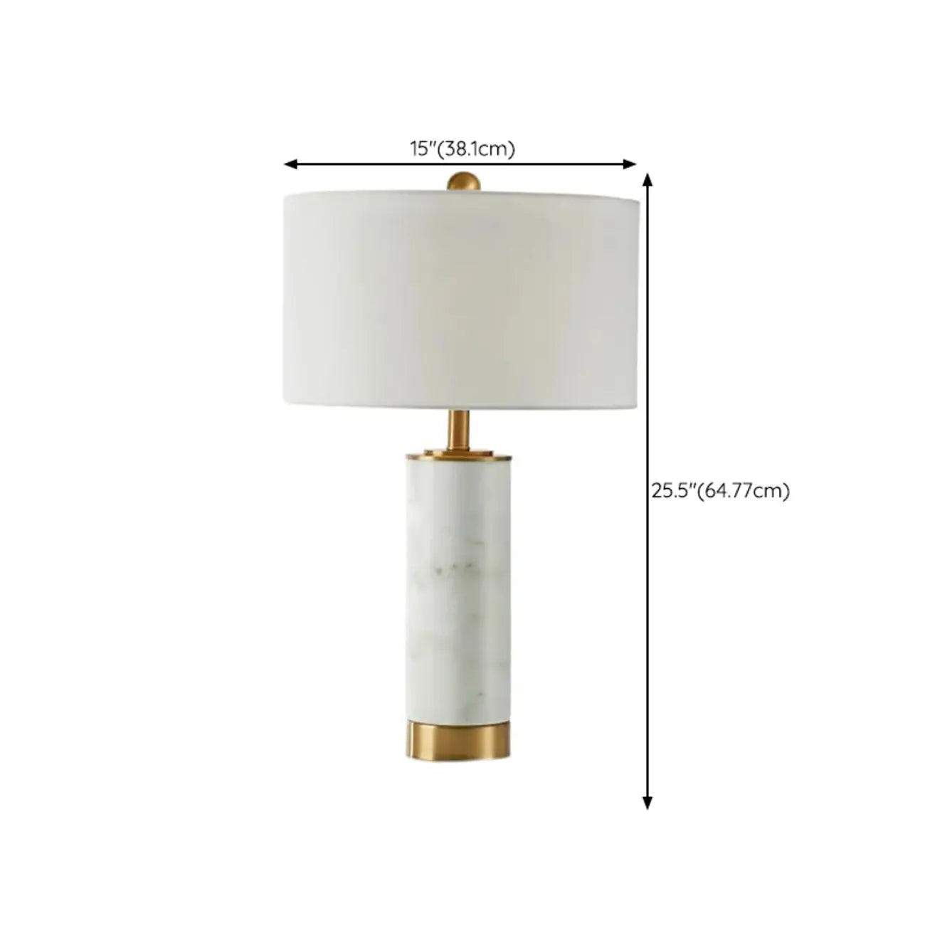 Lampe de table cylindrique moderne en pierre avec abat-jour en tissu