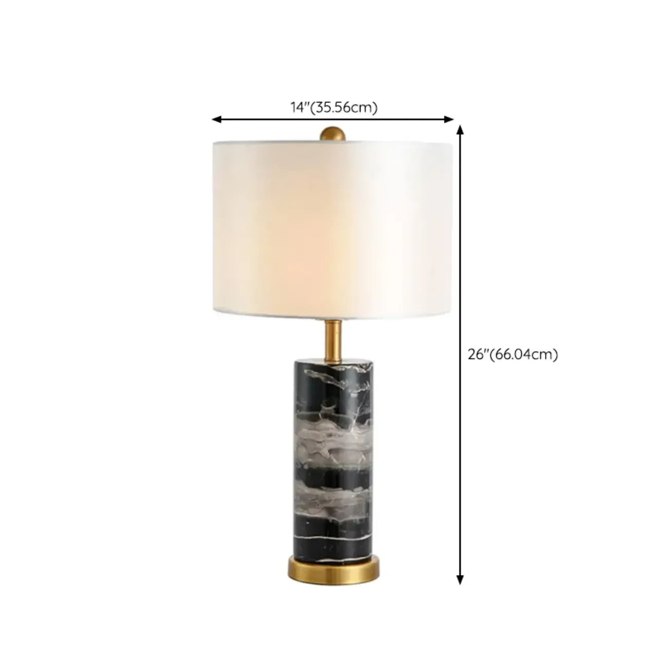 Lampe de table cylindrique moderne en pierre avec abat-jour en tissu